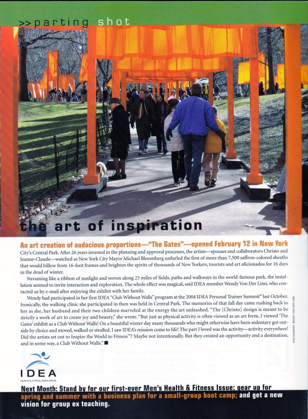 Family walking under Christo & JeanClaude's Gates Exhibit NY, NY